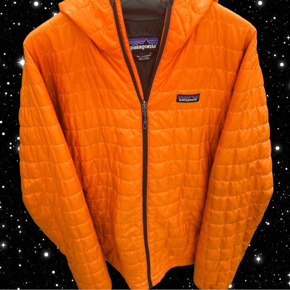 PATAGONIA MENS NANO PUFF HOODY XL SPORTY ORANGE/GREEN PRIMALOFT INSULATION NWOT - Picture 5 of 12